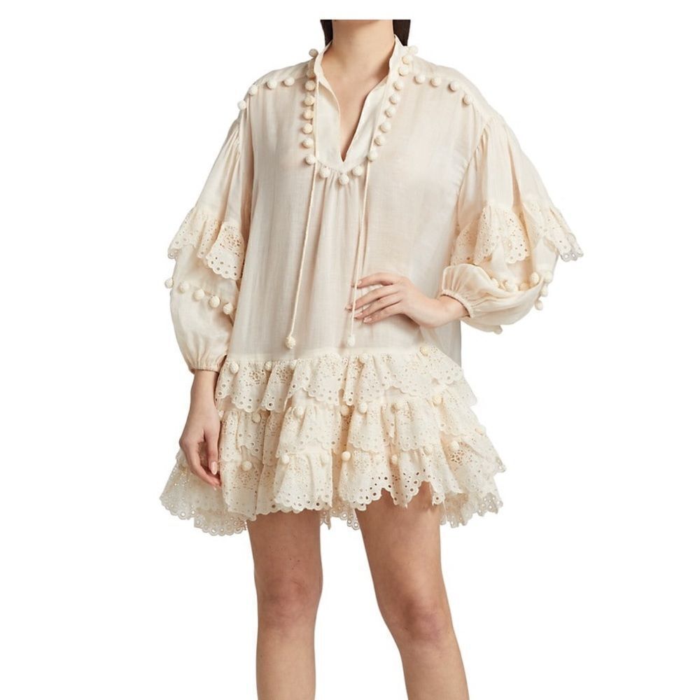 Zimmermann Lyre Trim Ramie Mini Dress